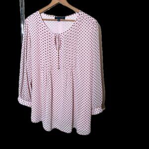Tommy Hilfiger Women's Pintuck Tie Neck 3/4 Sleeve Blouse size 1x
